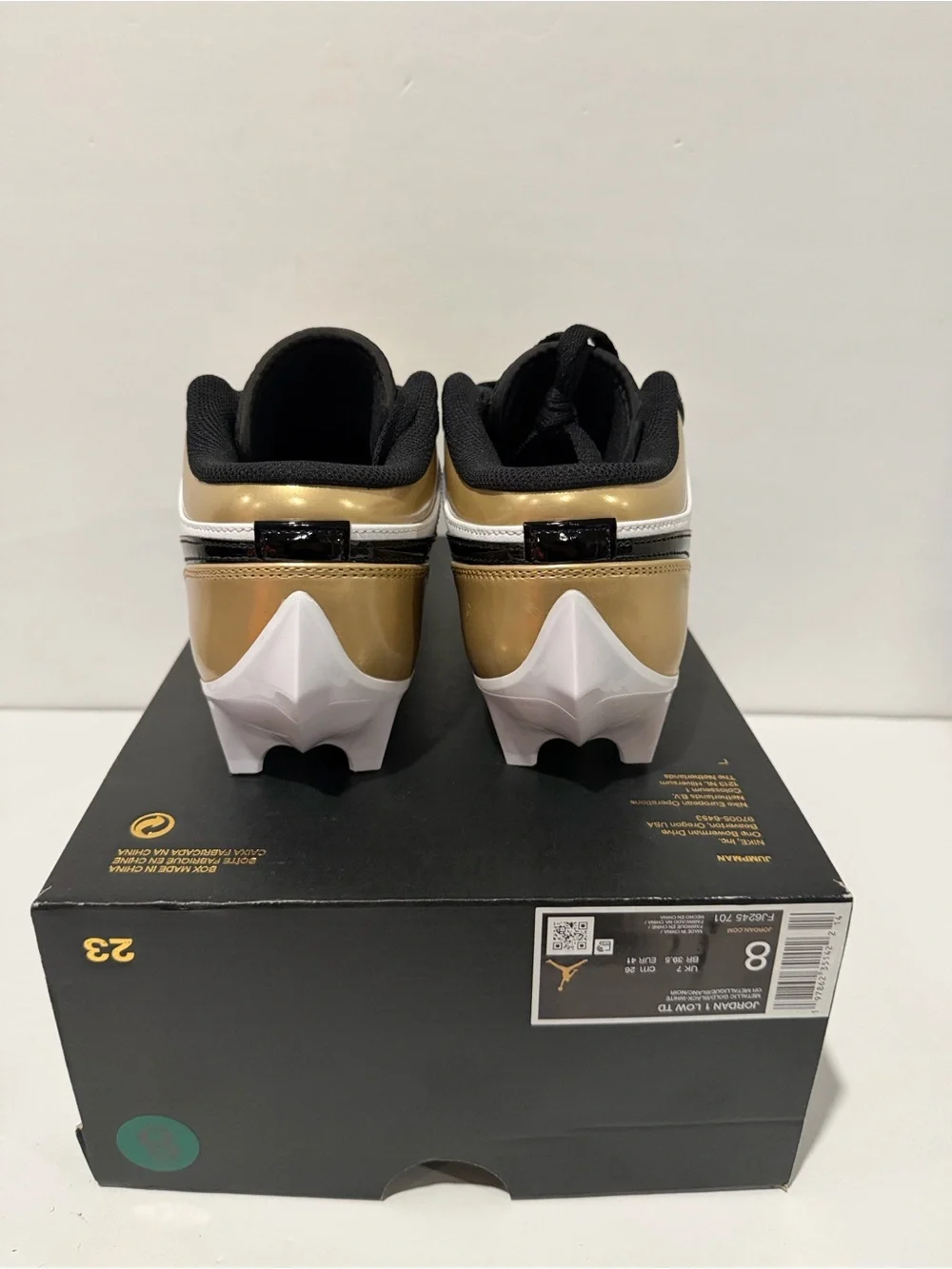 Nike Air Jordan 1 Low TD 'Metallic Gold Black White' (FJ6245-701) Size 8